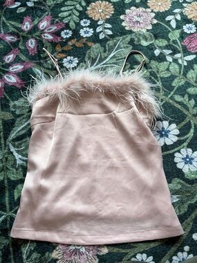 Lulus pink feather tank top